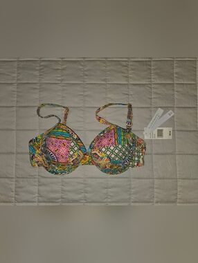 Bleu Rod Beattie-Colorful Printed Bikini Top - Pink Multi